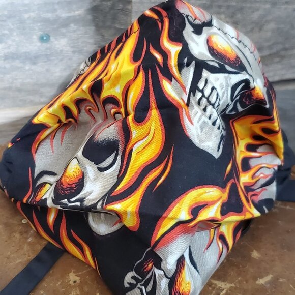 Flaming Skull on Black - Cloth Face Mask with Filters - Picture 5 of 8
